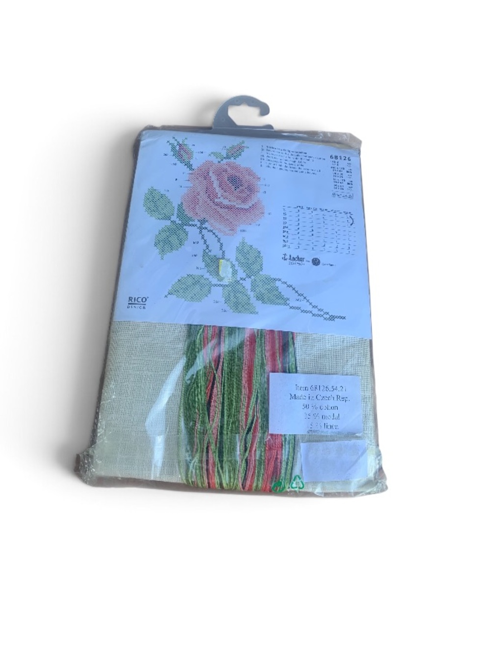 Rico Design Rose Cross Stitch Kit in Pink and Green